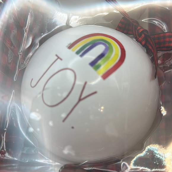 Rae Dunn Large glass Christmas Ornaments with Peace, Love & Joy on them. - Picture 4 of 5